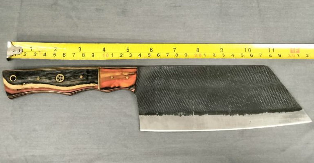 Cleaver Knife 12" Orange, Black & Tan Handle