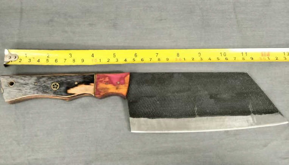 Cleaver Knife 12.5" Orange, Pink & Black Handle