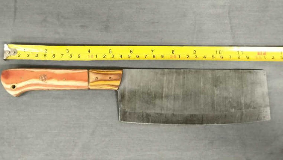 Damascus Cleaver 12" Orange, Yellow & Tan Handle