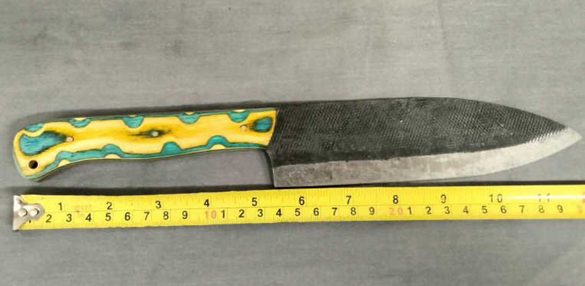 Knife 12" Blue & Yellow Handle