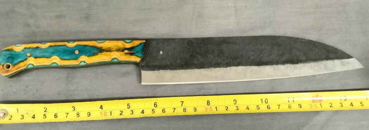 Knife14" Blue & Yellow Handle