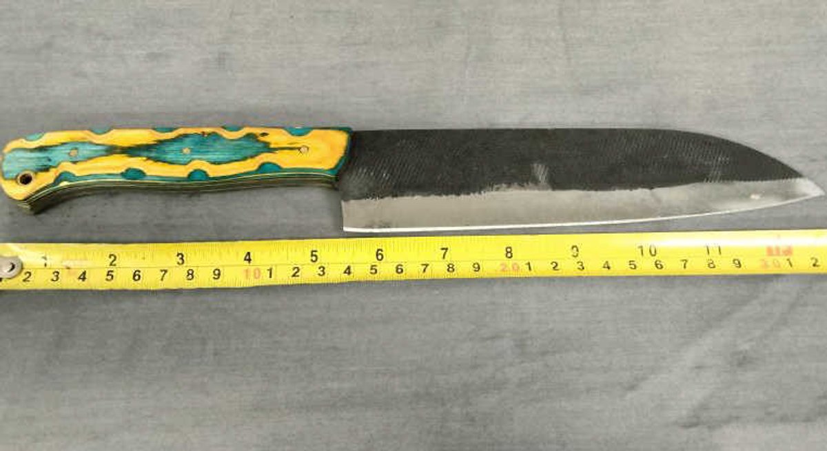 Knife13" Blue & Yellow Handle