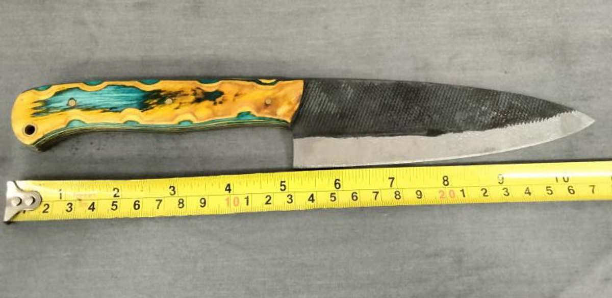 Knife 11" Blue & Yellow Handle