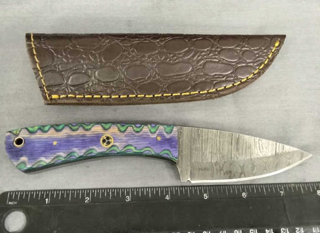 Damascus Hunting Knife 8" w/Sheath