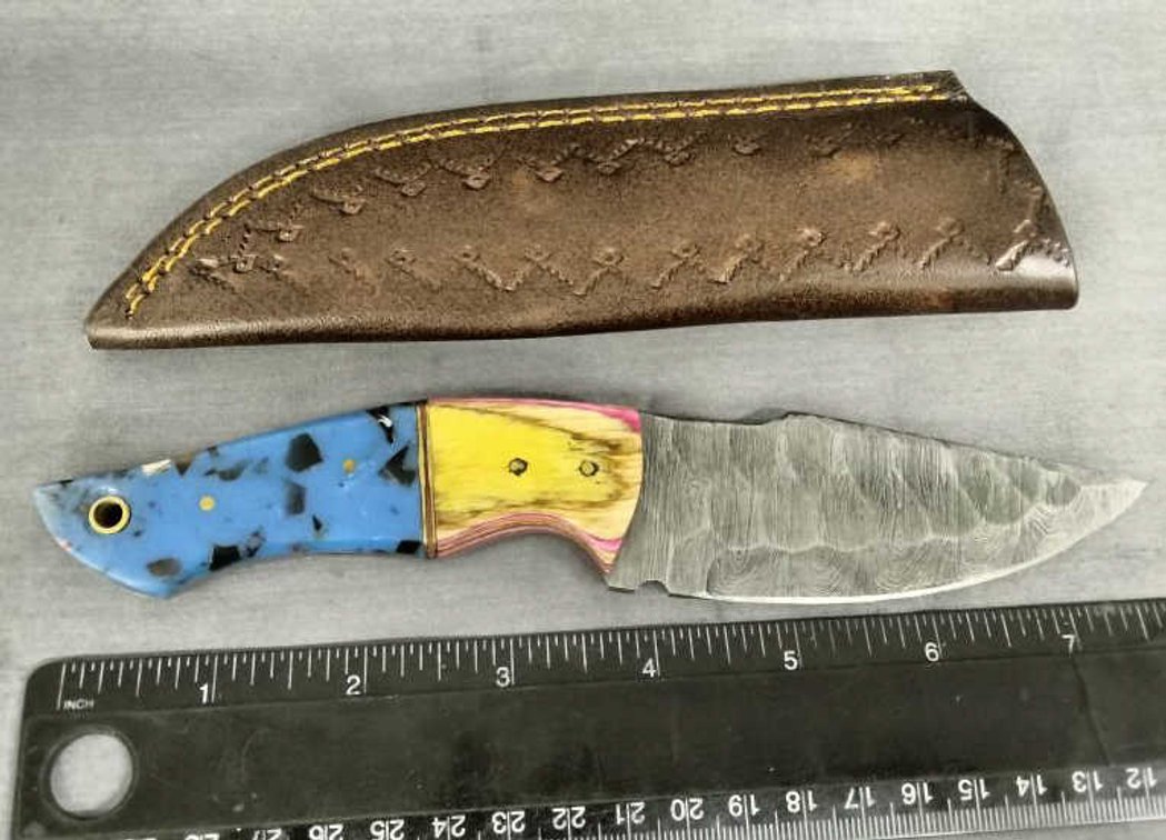 Damascus Hunting Knife 8" w/Sheath