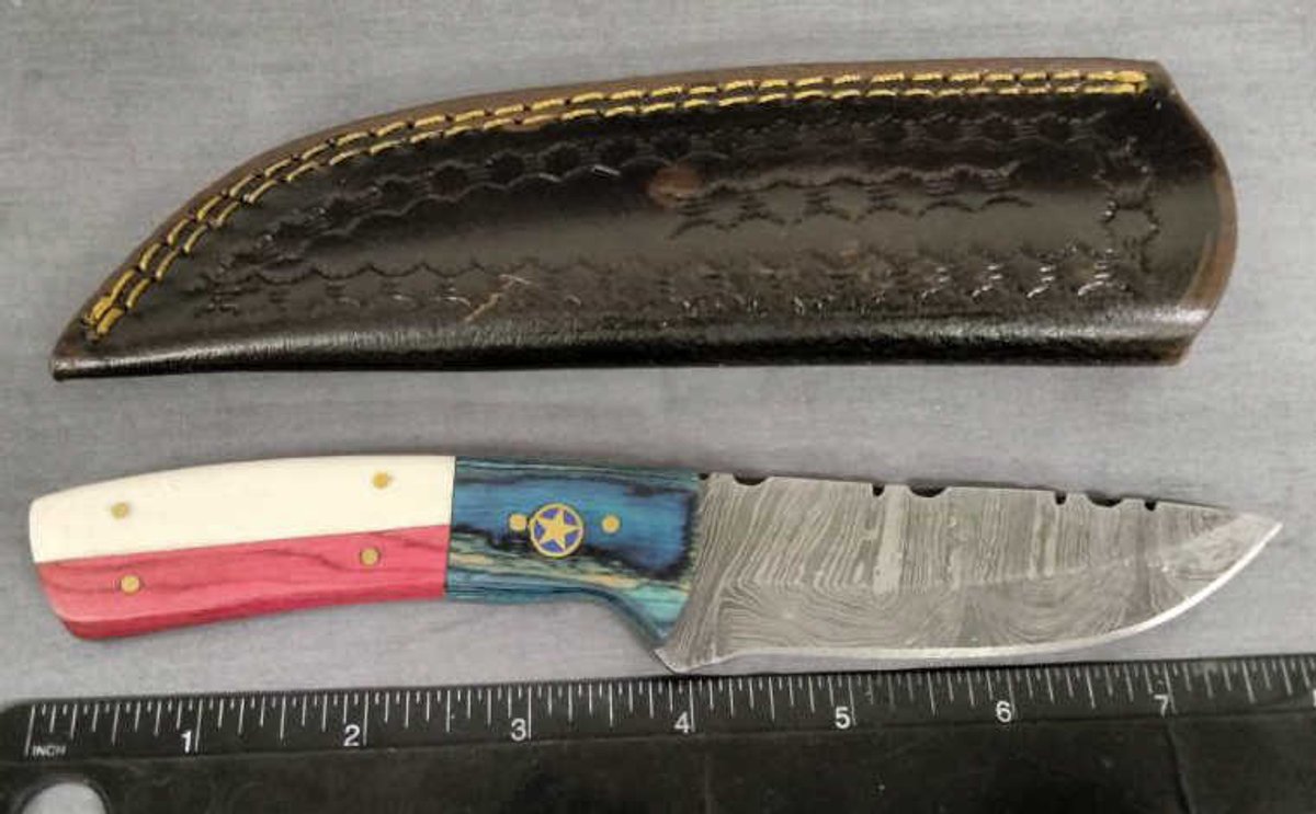 Damascus Hunting Knife 8" w/Sheath