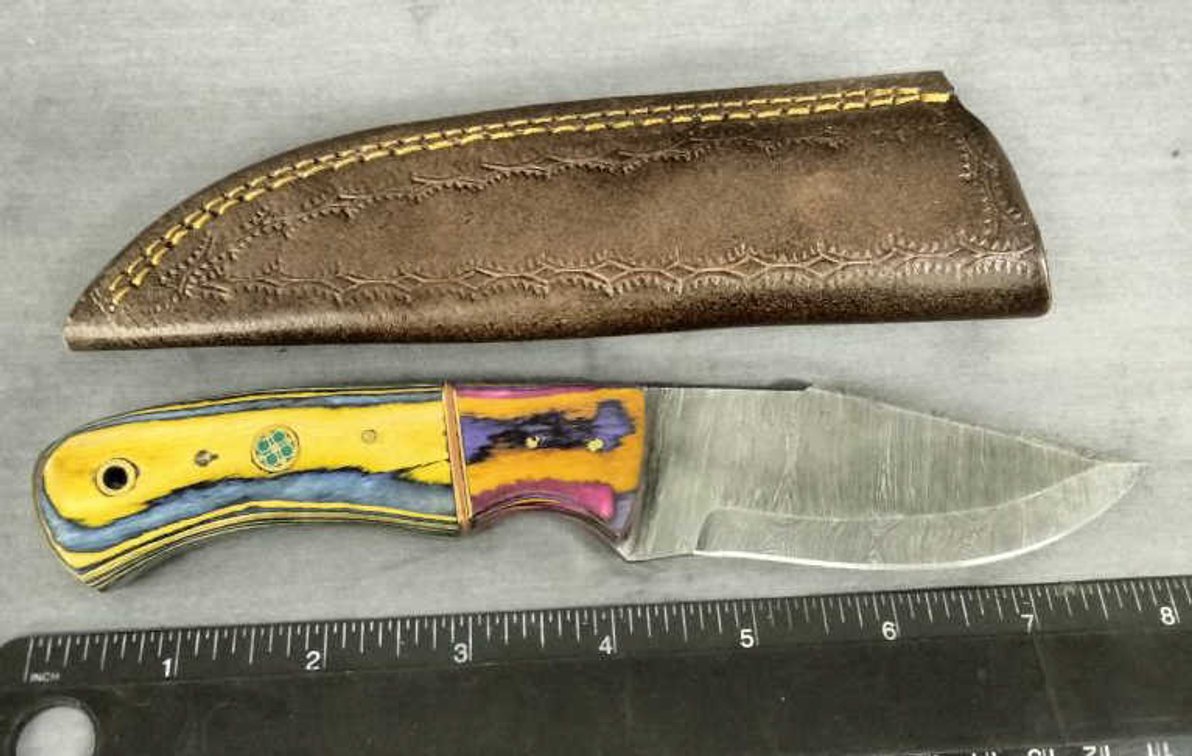 Damascus Hunting Knife 8" w/Sheath