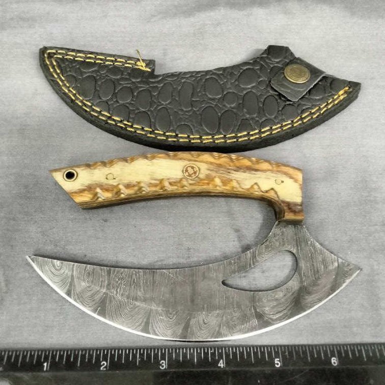 Damascus Ulu Knife 7" w/Sheath