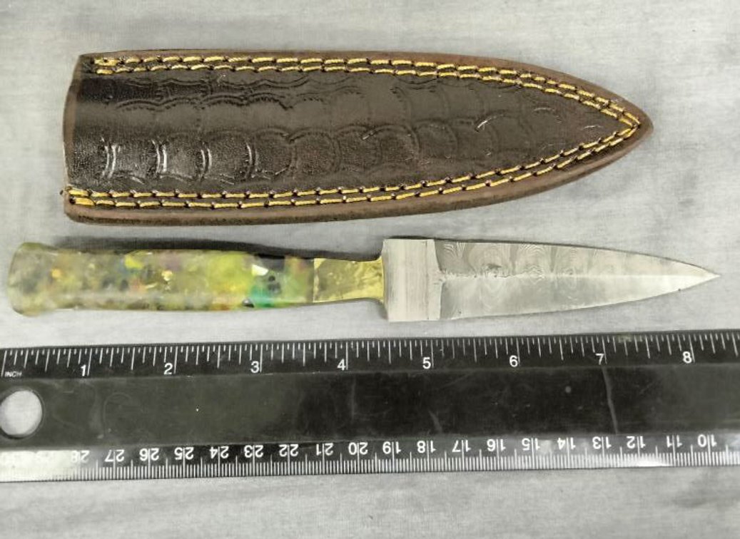 Damascus Dagger Knife 8.5" w/Sheath