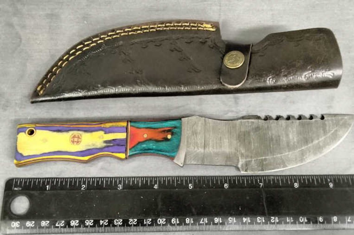 Damascus Tracker Hunting Knife 10" w/Sheath