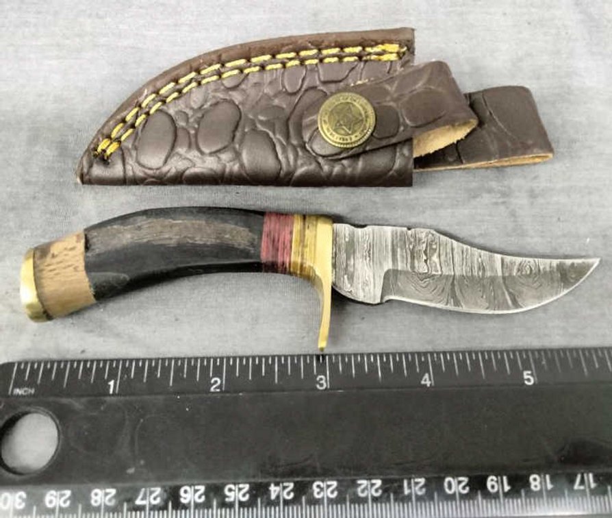 Damascus Hunting Knife 6" w/Sheath