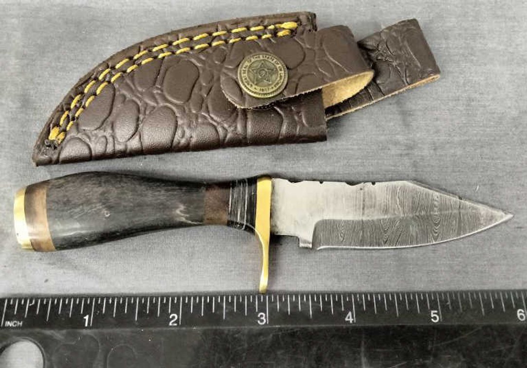 Damascus Hunting Knife 6" w/Sheath
