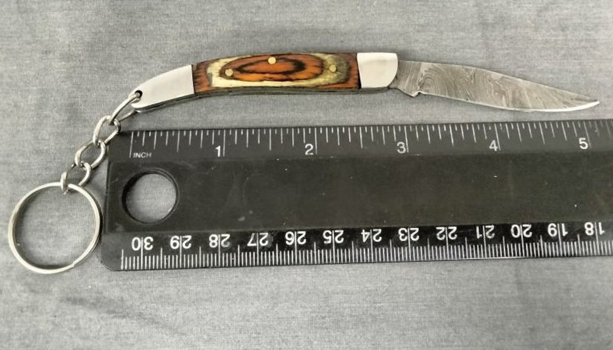 Damascus Pocket Knife Key Chain 5.25"