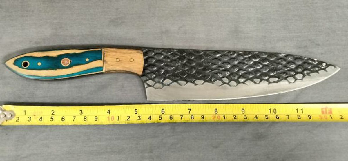 Knife 13" Blue & Tan Handle