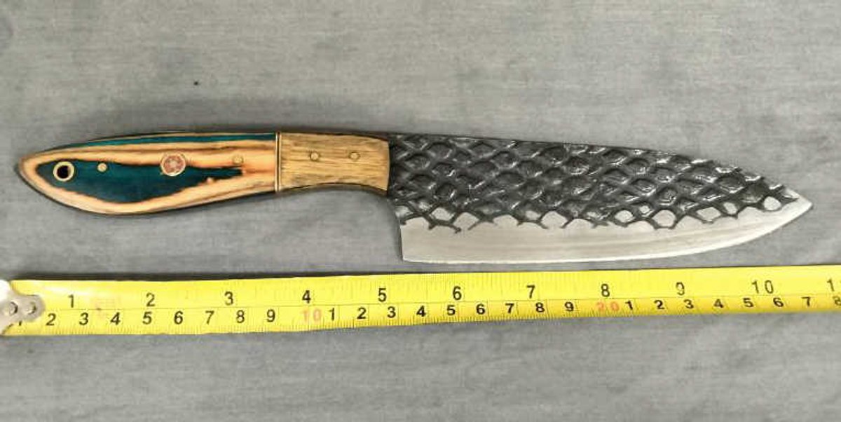 Knife 11" Blue & Tan Handle