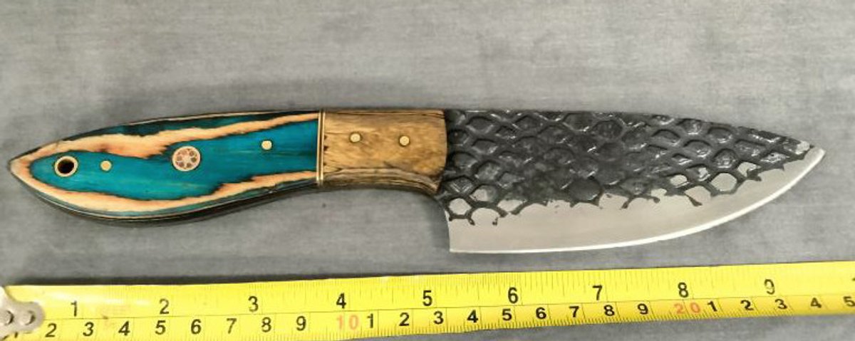 Knife 10" Blue & Tan Handle