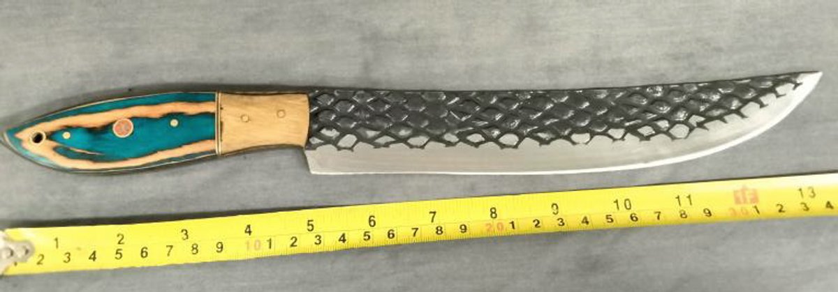Knife 14" Blue & Tan Handle
