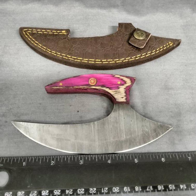 Damascus Ulu Knife 6.5" w/Sheath