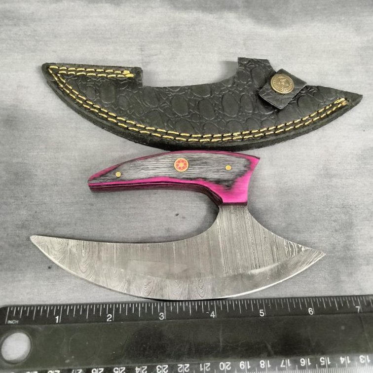 Damascus Ulu Knife 7" w/Sheath