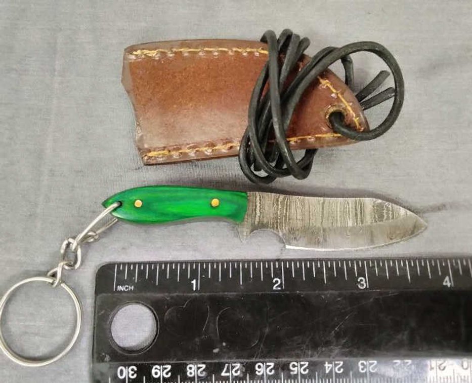 Miniature Damascus Knife Key Chain w/Sheath