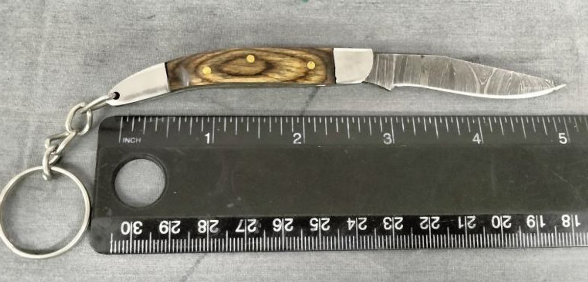 Damascus Pocket Knife Key Chain 5"