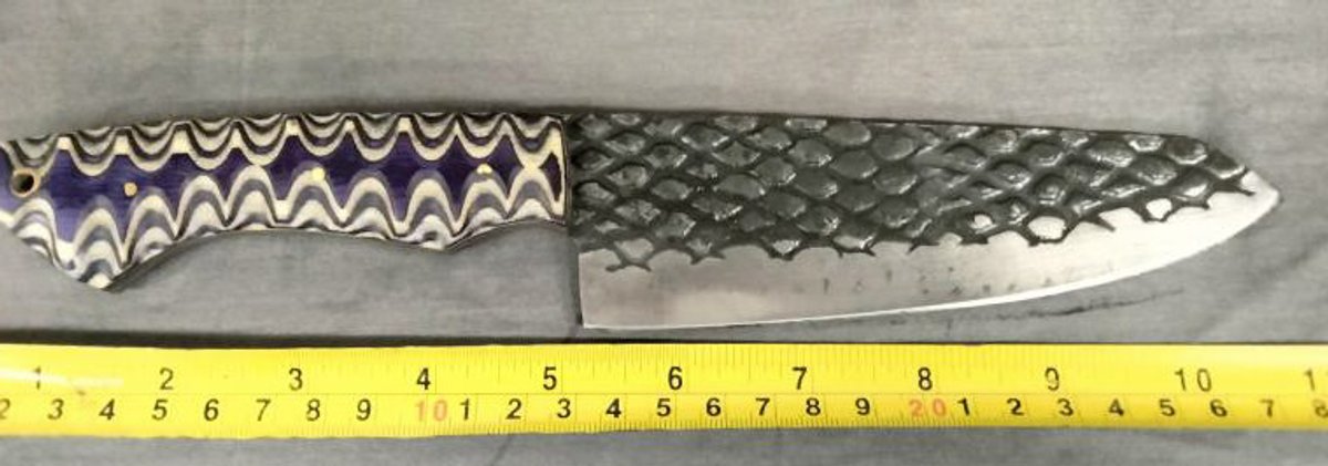 Knife 11" Purple & Tan Handle
