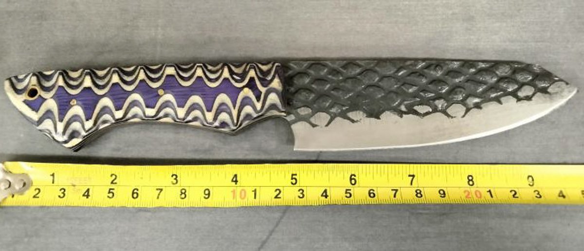 Knife 10" Purple & Tan Handle