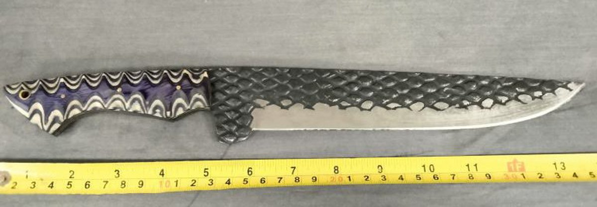 Knife 14" Purple & Tan Handle