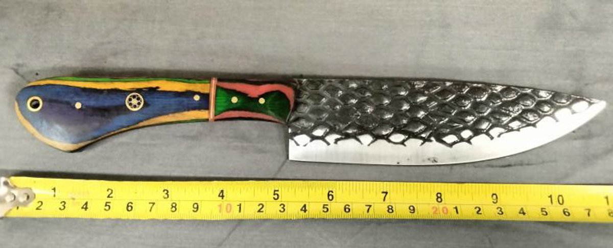 Knife 11" Blue, Yellow, Green & Red Handle