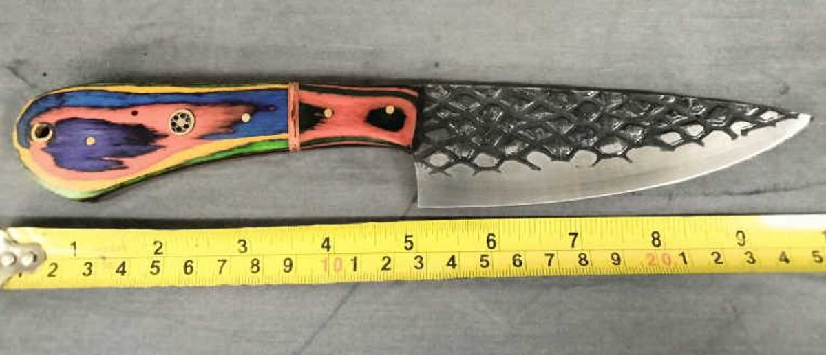Knife 10" Blue, Yellow, Green & Red Handle