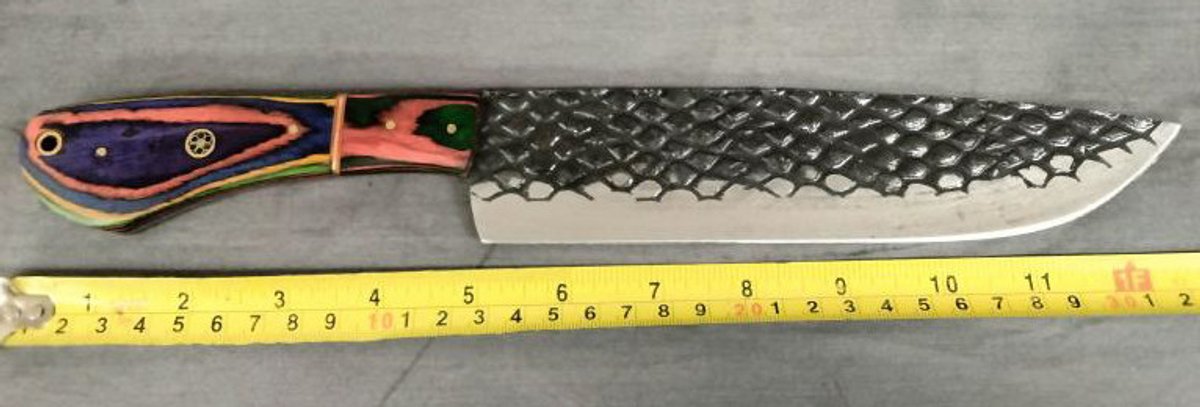 Knife 13" Blue, Yellow, Green & Red Handle