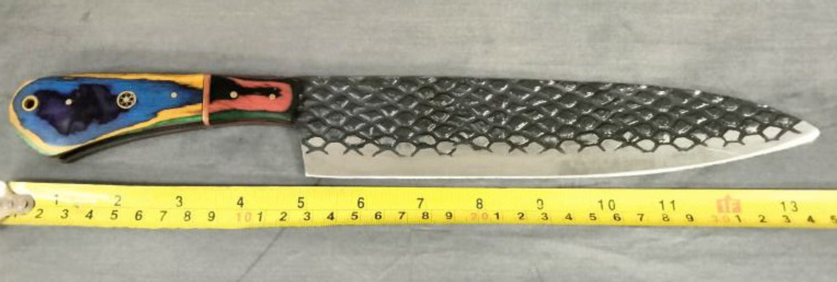 Knife 14" Blue, Yellow, Green & Red Handle