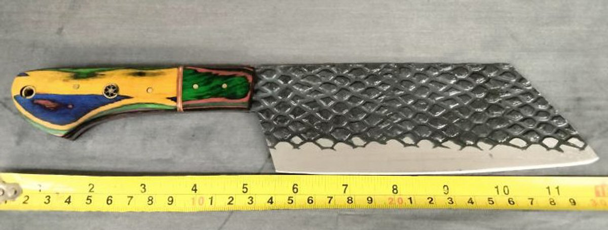 Cleaver 12" Blue, Yellow, Green & Red Handle