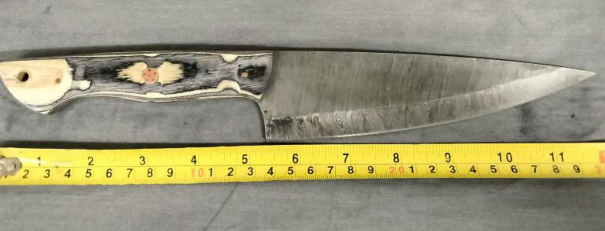 Damascus Knife 12" Black & Tan Handle