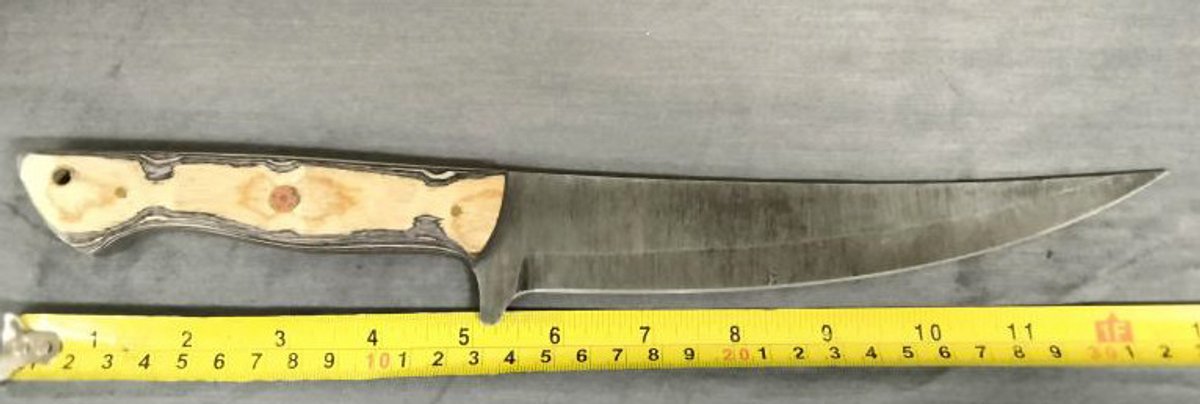 Damascus Knife 13" Black & Tan Handle