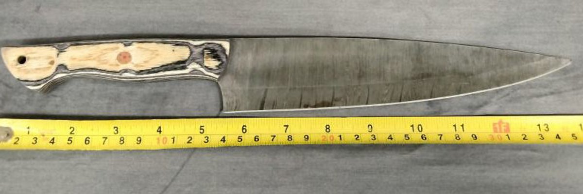 Damascus Knife 14" Black & Tan Handle