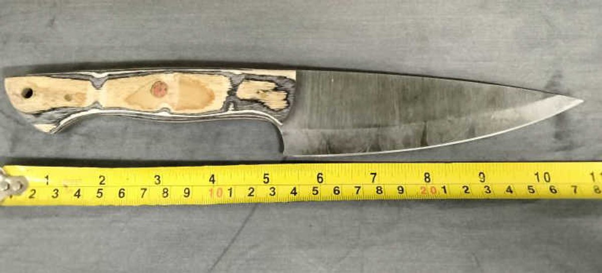 Damascus Knife 11" Black & Tan Handle