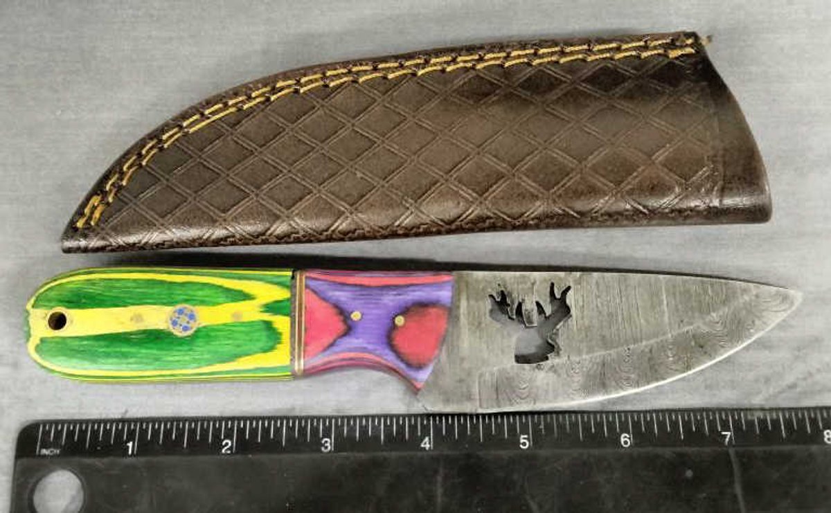 Damascus Hunting Knife 8" w/Sheath - Buck