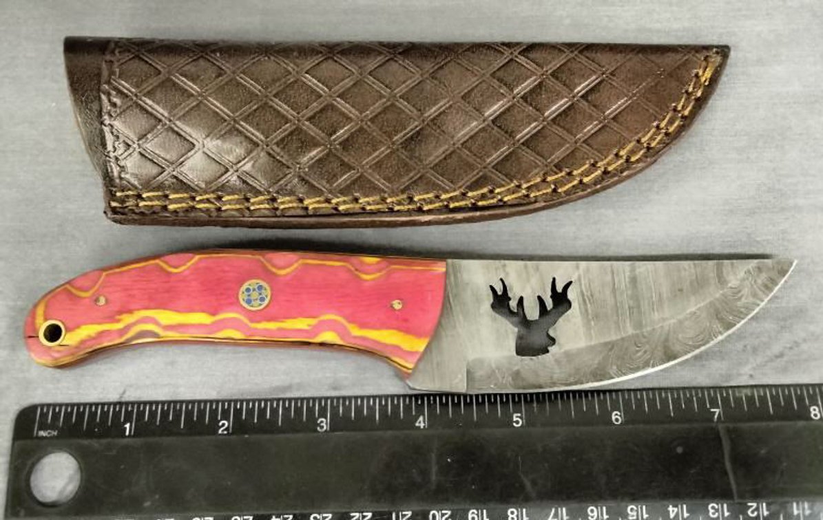 Damascus Hunting Knife 8" w/Sheath - Buck