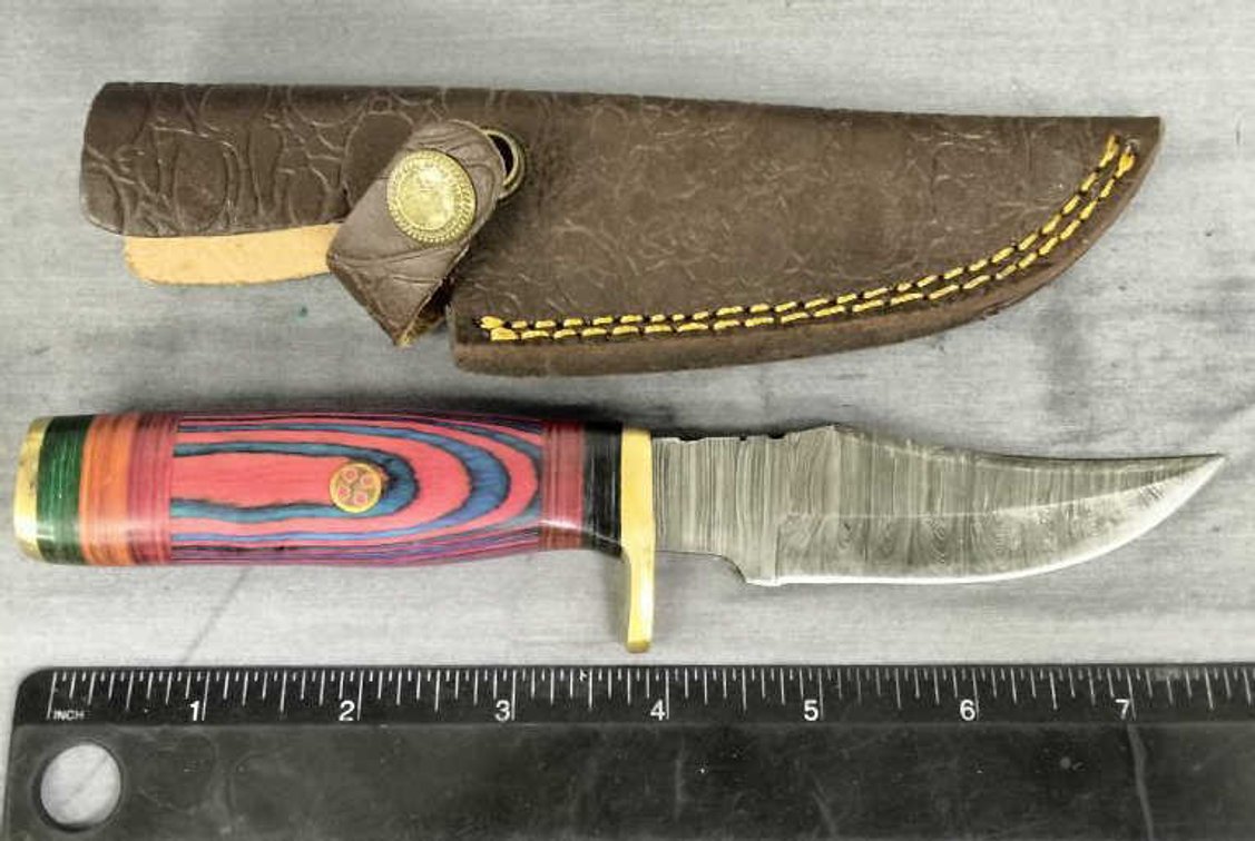 Damascus Hunting Knife 8" w/Sheath