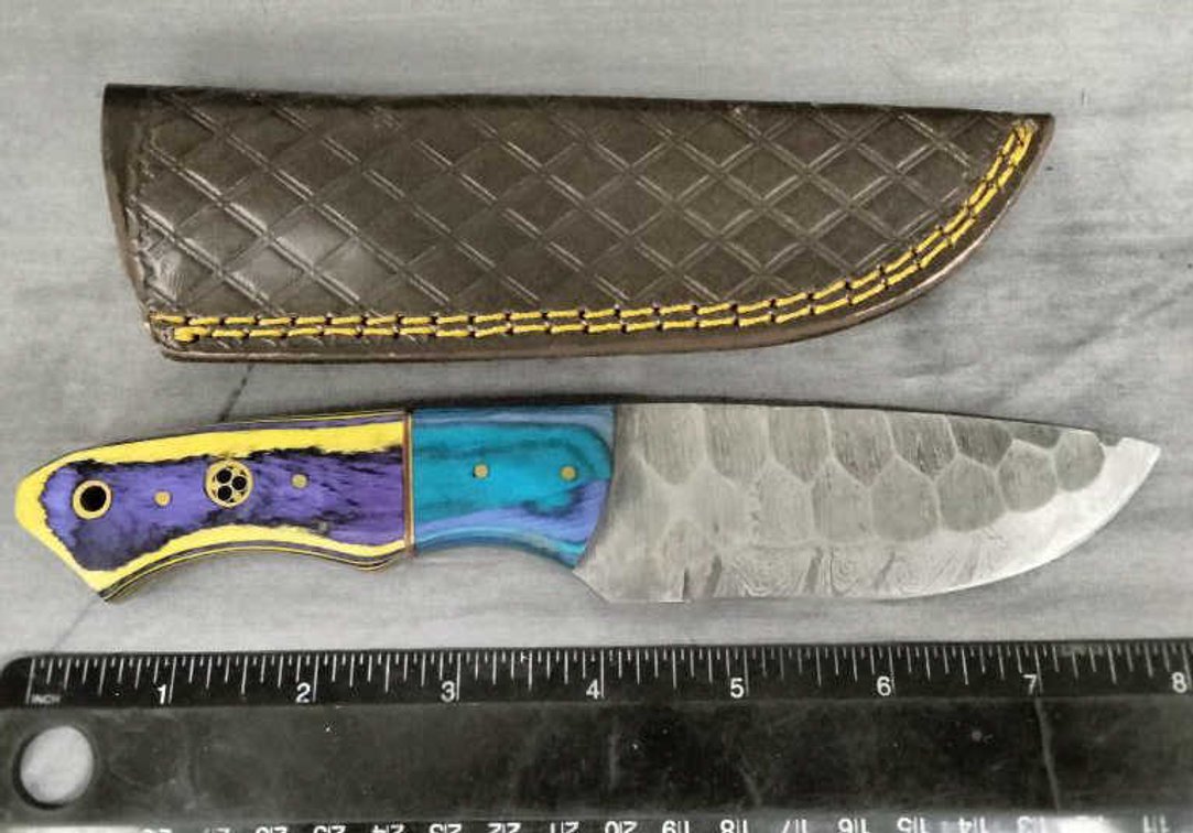 Damascus Hunting Knife 8" w/Sheath