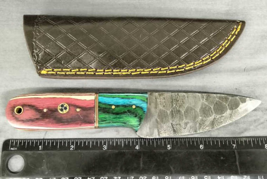 Damascus Hunting Knife 8" w/Sheath
