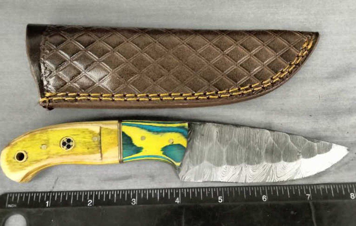 Damascus Hunting Knife 8" w/Sheath