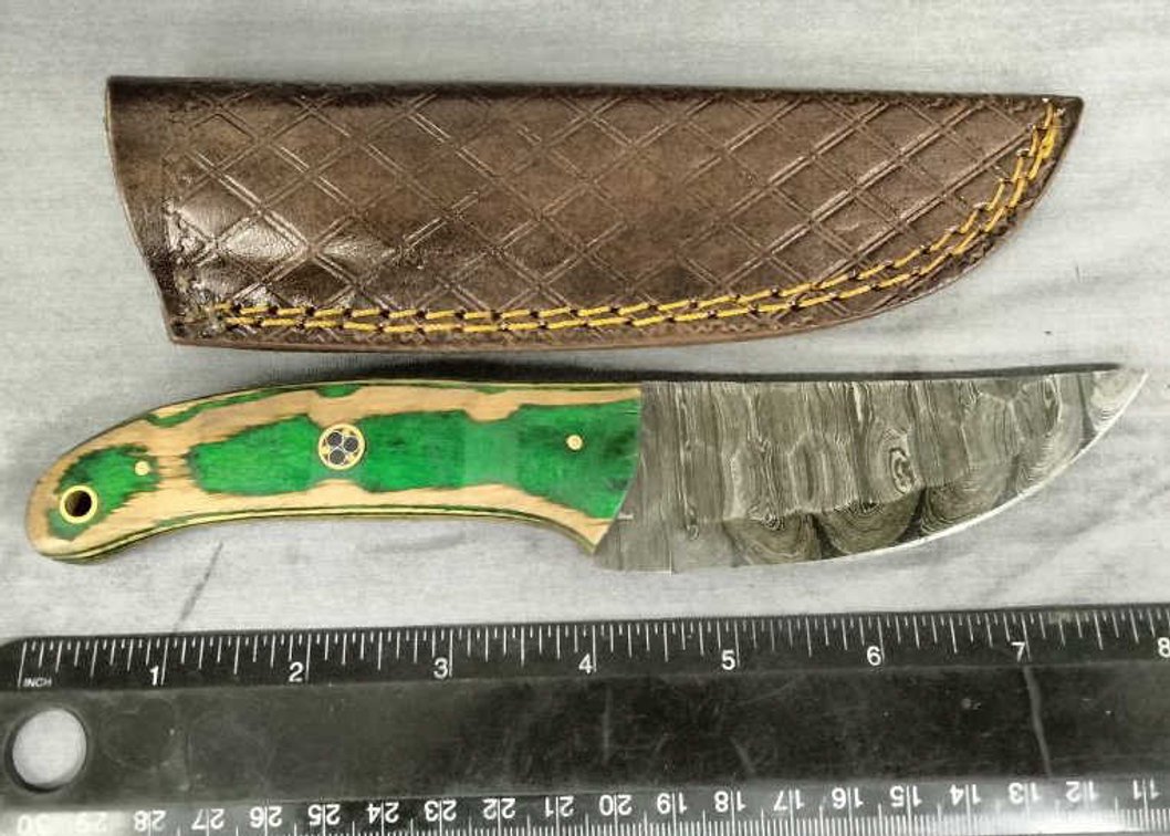 Damascus Hunting Knife 8" w/Sheath
