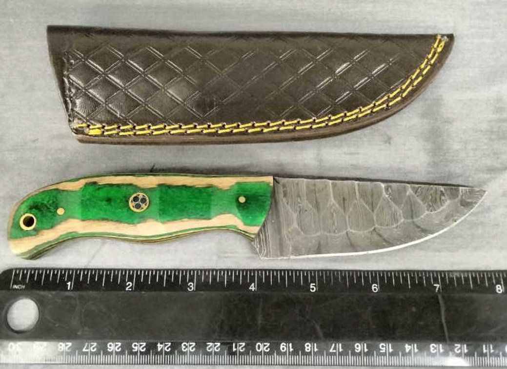 Damascus Hunting Knife 8" w/Sheath