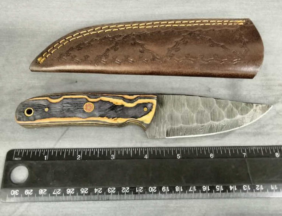 Damascus Hunting Knife 8" w/Sheath
