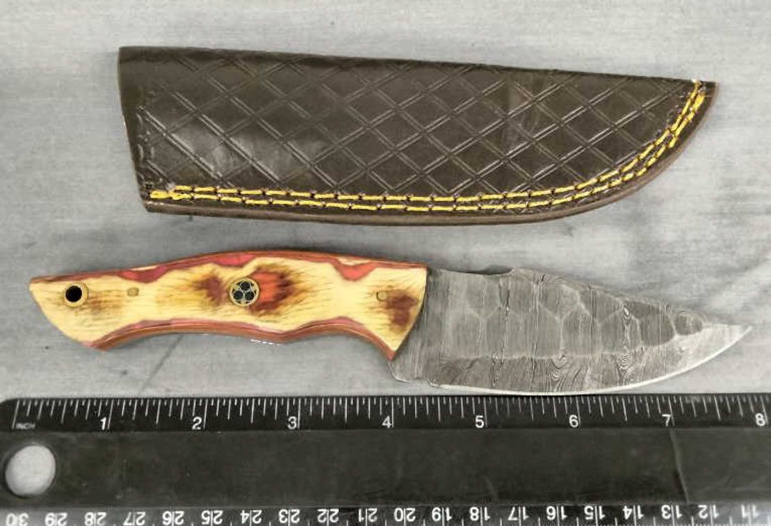 Damascus Hunting Knife 8" w/Sheath