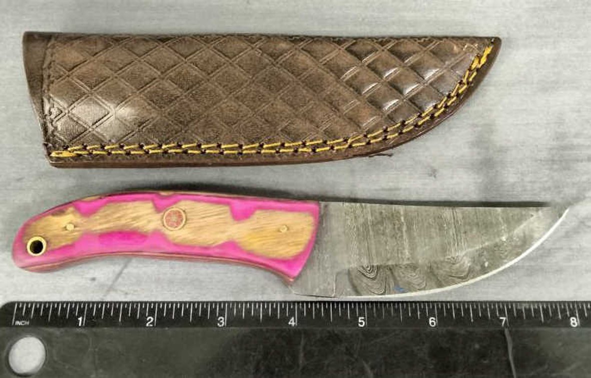Damascus Hunting Knife 8" w/Sheath