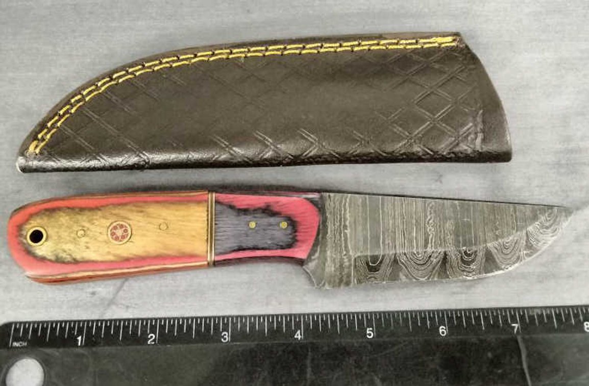 Damascus Hunting Knife 8" w/Sheath