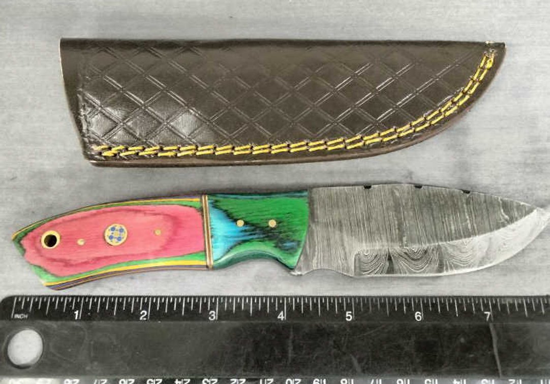 Damascus Hunting Knife 8" w/Sheath